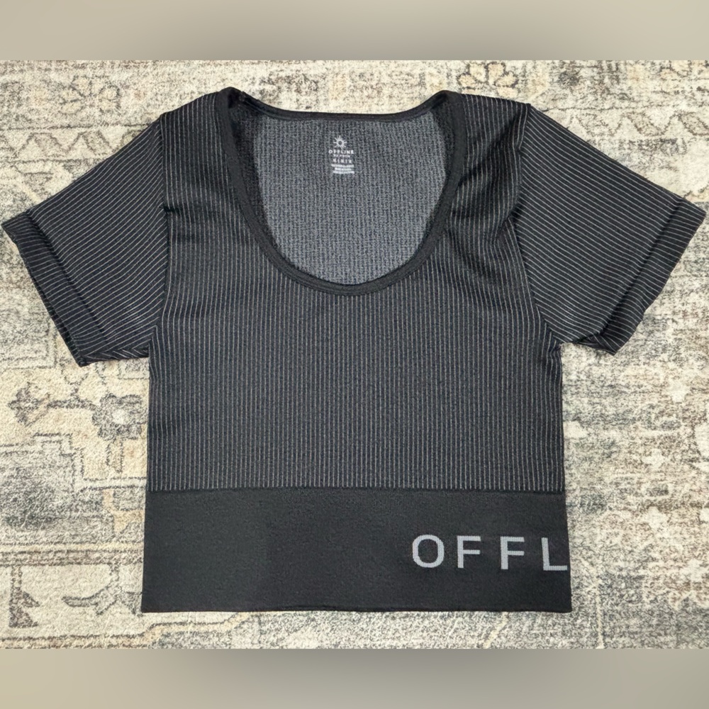 Aerie‎ Offline Seamless Compression Cropped Ribbed Tee Women’s Size Medium